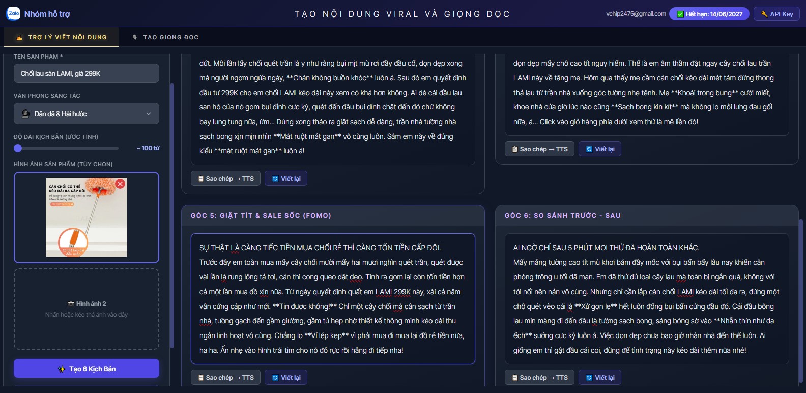 Tab viết nội dung 6 góc